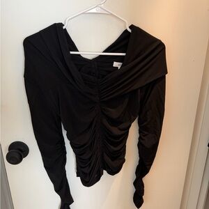 A.L.C. Black Ruched Blouse